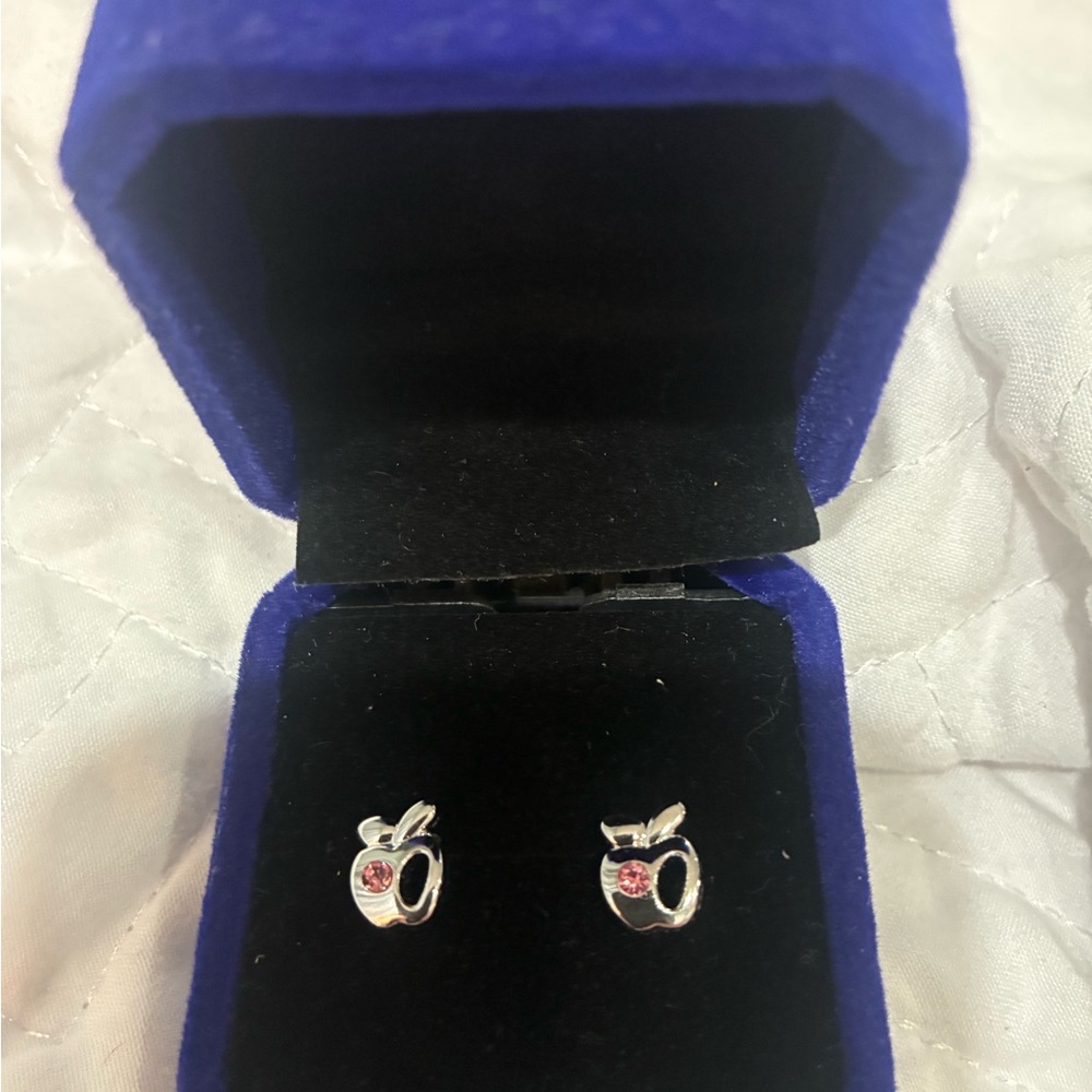 Elegant Silver and Pink Apple Earrings